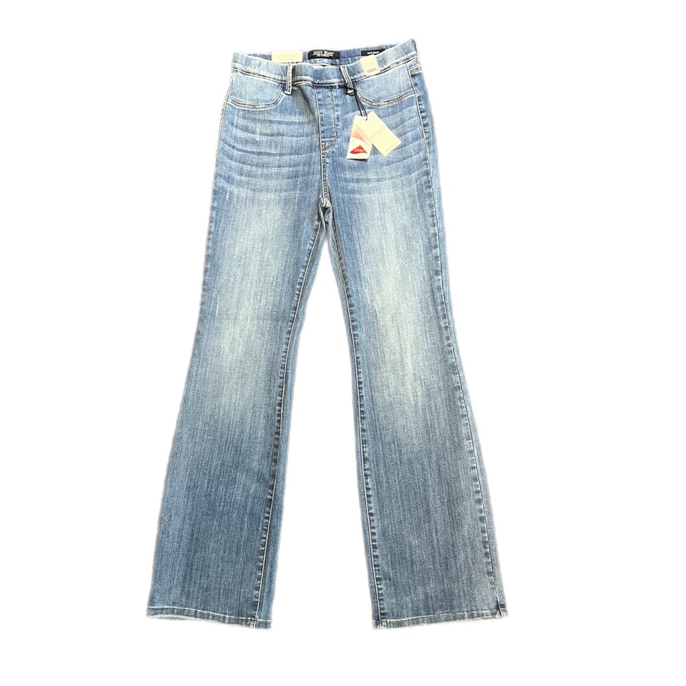 Judy Blue Pull on Slim Boot w/ high waist, Lycra - medium blue